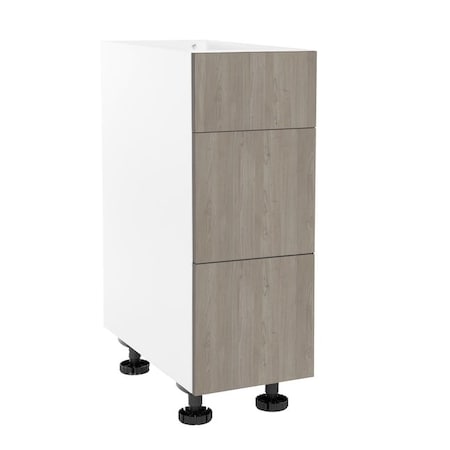 Cambridge Quick Assemble Modern Style, Grey Nordic 12 in. Base Kitchen Cabinet, 3 Drawer (12 in. W x 24 in. D x 34.50 in. H) SA-BUD2P12-GN